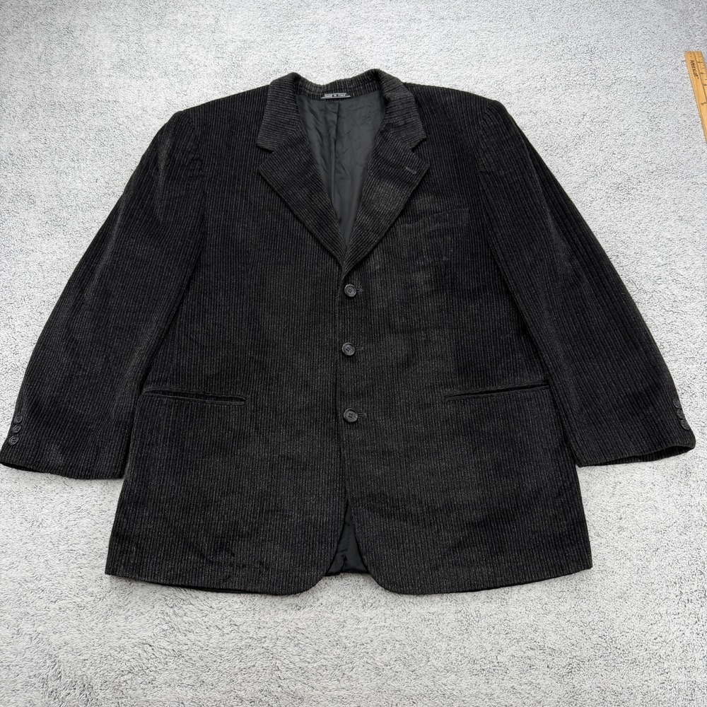 Todays Man Corduroy Blazer Men 44R Charcoal Italy Made Wool Blend Sport Coat VTG